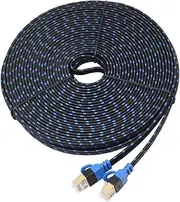 KONTONTY 15m Cat7 Ethernet Cable Fiber Mesh Router Nas Network Cable 10gbps Speed High Bandwidth Durable and Corrosion Resistant