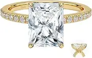 [VISDIV] 3CT Sterling Silver Engagement Rings Cushion Cut AAAAA Cubic Zirconia CZ Wedding Promise Bands For Women Princess Cut Solitaire Simulated Diamond Silver/Gold Size 5-10