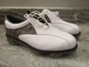 FOOTJOY DRYJOY TOUR GOLF SHOES - WHITE /GRAY CROC - 7.5 W WIDE