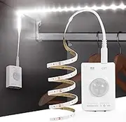 Rechargeable Under Cabinet Lighting, KUCAM 2M Motion Sensor LED Light Strip, 6000K Cold White Night Light for Closet, Stairway, Stairs, Counter, Kitchen Cupboard, Bedroom, Bathroom