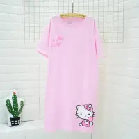 在飛比找Yahoo!奇摩拍賣優惠-夏季純棉可愛卡通hello Kitty凱蒂貓字母短袖睡裙睡衣