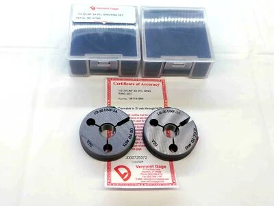 NEW 1/2 20 UNF 3A VERMONT THREAD RING GAGES .5 GO NO GO P.D.'S = .4675 & .4643