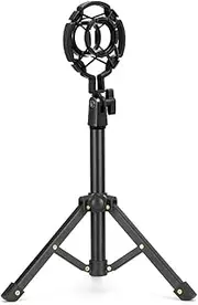 Desktop Mic Tripod Stand Small Triangular Metal Mic Support Stand with 3/8 Screw Thread for Condenser Microphones
