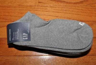 NEW NWT Men's GAP 6 Pack SIX Pair Ankle Athletic Socks 3x Black & 3x Grey *1J