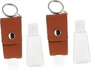 Mikinona 2 Sets Portable PU Storage Bag for Empty Bottles with Keychain Clip of Compact Bottle Covers for Liquid Essential Oils Perfumes and Toiletries Deep