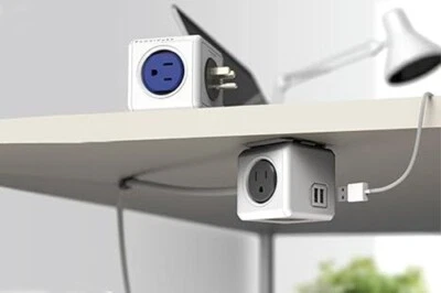 Power Strip, PowerCube |Extended|, 4 Outlets 2 USB Ports, 5 feet Cable, Gray