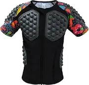[Jellybro] Padded Compression Shirt for Kids Youth Football Rib Protector Boys Girls Padded Protective Shirts for Paintball Baseball Rugby Hockey Soccer Skating