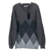 NWT Mizuno Pro Collection Golf Sweater Heat Generating Wool Blend Gray Argyle L