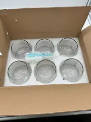 HWASHIN SET OF 6 CLEAR GLASS VASES 4.7W X 3.7H ROUND CANDLE HOLDERS NEW