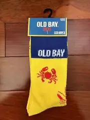 1 pair of Old Bay themed crew socks, men's shoe size 6-12