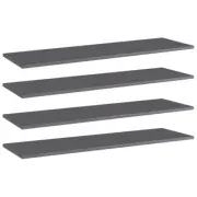4 Pcs Bookshelf Boards Replacement Book Cabinet Shelf Panel Gloss Grey 100x30cm