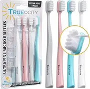 Extra Soft Toothbrushes for Adults, Nano Toothbrush 20,000 Ultra Fine Bristles for Sensitive Gums, Gentle Adult Toothbrush for Gum Care, Deep Cleaning Soft Brush, Pack of 3 Oral Care Brushes