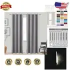 Luxury Room Darkening Drapes in Light Grey - 90 Inch Blackout Curtains