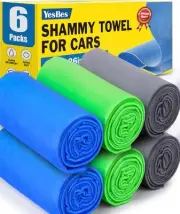 6 Pack Premium Shammy Cloth for Car Drying, 26”x17” Chamois Towel B-6p