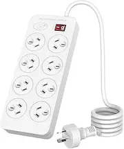 LULE Flagship Power Strip with 8 AC Outlets, 2M Extension Cord, 2400W/10A, Surge Protector, Overload Protected, White, Compact