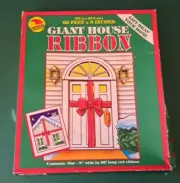 Jumbo Christmas Bow Giant Red Ribbon Car House 66' x 8" Vintage 1992 Yard Decor