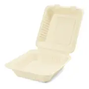 8”x8”x3” 100-Pack Clamshell Containers Takeout Food Packaging