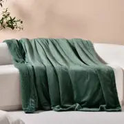 Serene Hudson Fleece and Sherpa Reverse Throw Blanket Leaf 130x170cm
