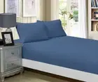 1000TC Ultra Soft Fitted Sheet & 2 Pillowcases Set King Size Bed Greyish Blue Fa