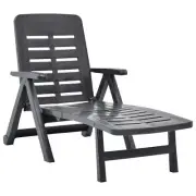 Folding Patio Lounger Chair Durable Plastic Pool Deck Sunbed Reclining Backrest