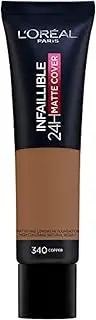 2 x New L'Oreal Infallible 24H Matte Cover Foundation 30ml - 340 Copper