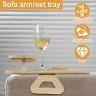 Wood Couch Arm Tray Portable Sofa Arm Table Clip Stable Sofa Armrest Tray guLUp
