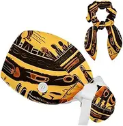 [YTYVAGT] Scrub Caps Women with Buttons,Surgical Caps with Button Adjustable Unisex,Ancient Sun Boat Ship