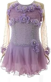 [Zagitova] Women's Long Sleeves Figure Ice Skating Dress, Girl's Sparkly Dance Costume Circus Dance Costume