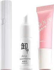 Home Salon Nail Glue Kit, Quick Drying Adhesive for Nails, Nail Glue Gel with Remover, Super Strong Nail Glue for Acrylic Press On Nails, Nail Glue Remover Easy to Remove with Cuticle Pusher