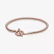 Authentic Pandora Rose T-Bar Charm Bracelet size 17