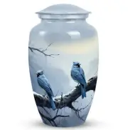 Winter Perch Blue Jays Urns Human Ashes Large Adult Cremation Burial Female Urn