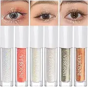 VERONNI Liquid Glitter Eyeshadow -6 Colors Metallic Glitter Shimmer Eye Shadow Makeup Kit,Pigmented,Quick Drying Waterproof Long Lasting Sparkling Eye Glitter Make Up