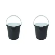 2x Home Leisure Bucket W/Lid 11L Charcoal Laundry Cleaning Home Organisation