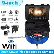 9" Pipe Pipeline Inspection Camera LCD Drain Sewer Industrial Endoscope Wifi 20M
