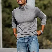 Men's T Shirt Turtleneck shirt Long Sleeve Shirt Long Sleeve Rolled collar Spring Fall Plain Fashion Designer Casual Street Sports Holiday Black Yellow Pink