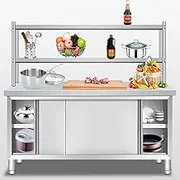 YUGXTH Stainless Steel Work Table, Stainless Steel Kitchen Worktop with Storage Cabinet, Food Prep Worktable with Shelf, Kitchen Prep Table, for Home Restaurant(80x50x80cm)