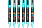 Uni Pc-5M Posca Poster Marker Medium Bullet Tip 2.5Mm Aqua Green 6 Pack