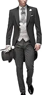 [FIXRIMCH] Three Pieces Tailored Bridegroom Black Morning Suit Wedding Tuxedo for Men Groomwear Slim Blazer Vest Pants Sets