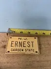 Old School JERSEY Bike License Plate- “ ERNEST ”-SCHWINN Stingray,Mongoose BMX