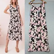 Mister Zimi Dress S 8 Corsica Sienna Floral Pink Midi Sleeveless Boho New NWT