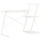 Home Office Computer Desk With Shelving Unit White Writing Table PC Workstation