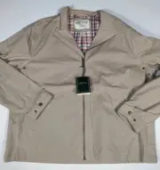 Orvis Plaid Lined Harrington Bomber Jacket Khaki Full Zip Men's 2XL