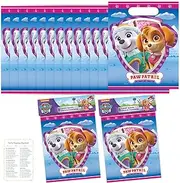 Unique Paw Patrol Party Favor Bags Set - 16 Girl Paw Patrol Goodie Bags, Checklist - Skye Paw Patrol Birthday Decorations Girl, Paw Patrol Everest and Skye Birthday Decorations