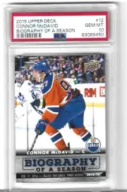 2015 CONNOR MCDAVID ROOKIE CARD PSA GEM MINT 10 OILERS UPPER DECK #12 LOW POP