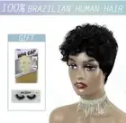 Short Human Hair Wigs Pixie Cut Curly Hair Machine Made Highlight Glueless Wig