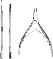 KADS 3PCS Cuticle Trimmer with Cuticle Pusher Nail Cuticle Nipper Stainless Steel Cuticle Remover Cutter Clippers for Fingernails and Toenails Professional Pedicure Manicure Tools (3Pcs Set)
