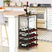 Wine Rack Floor Rustic Wine Holder Stand with Wine Storage Bottle Shelf 16Bottle