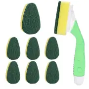 Soap Control Handle Dishwand with 7 Sponges Head Refill Dishwashing Scrub Brush