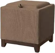 Folding Storage Ottoman Footstool, Locker Footrest Coffee Table Cushion Seat, Footstools and Ottomans Small with Storage(Color:Brown)