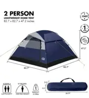 New Pacific Pass 2 Person Dome Tent Removable Rain Fly, Easy Set up Camping Tent